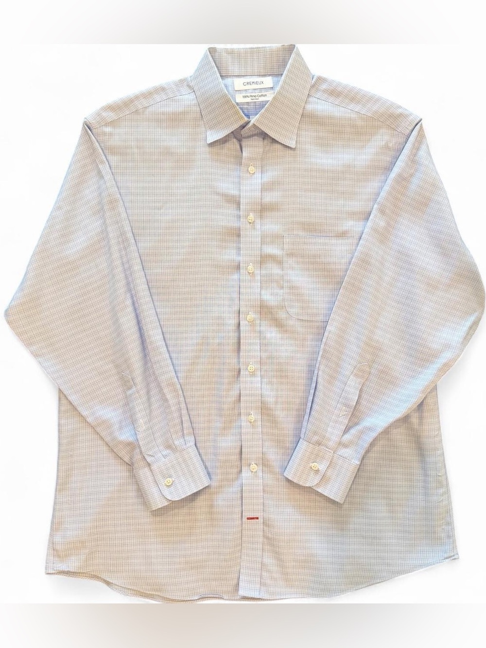 Cremieux Light Blue and White Checked Non-Iron Dress Shirt